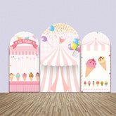 Rosa Eis Creme Ballon Flagge Zirkus Bogen Hintergrund Bausatz